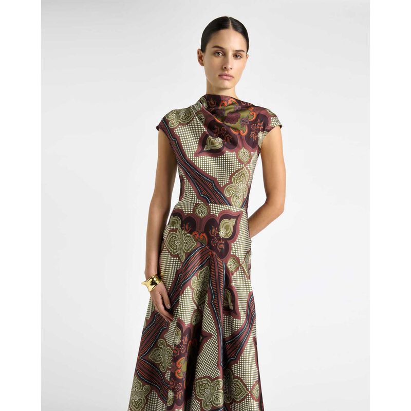 Cue Mocha Chateau Asymmetric Midi Dress image number 3